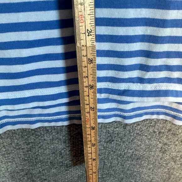 B Draddy Shirt Mens Medium Blue Striped Polo Short Slv Performance Golf Athletic - Picture 6 of 9